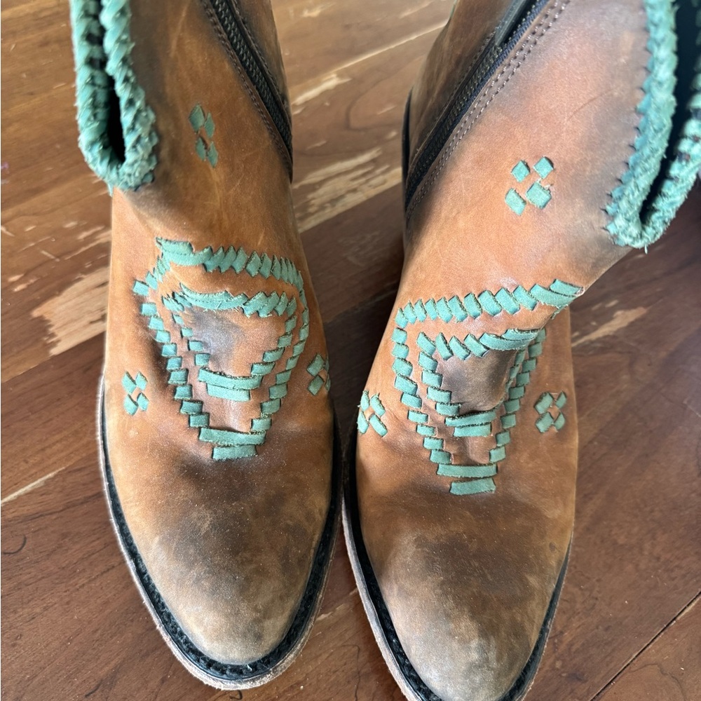 LIBERTY Black Brown and Green Ankle Boots with Decorative Stitching